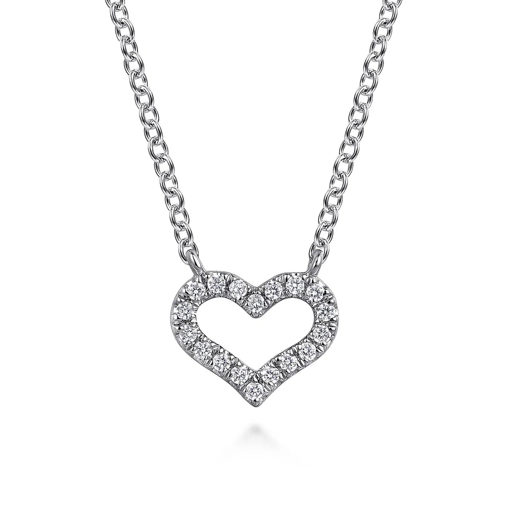 14K White Gold Diamond Heart Pendant Necklace – Bentley Diamond