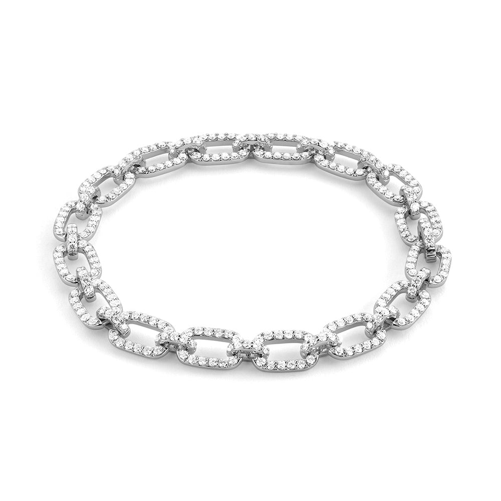 14k White Gold Diamond Link Bracelet