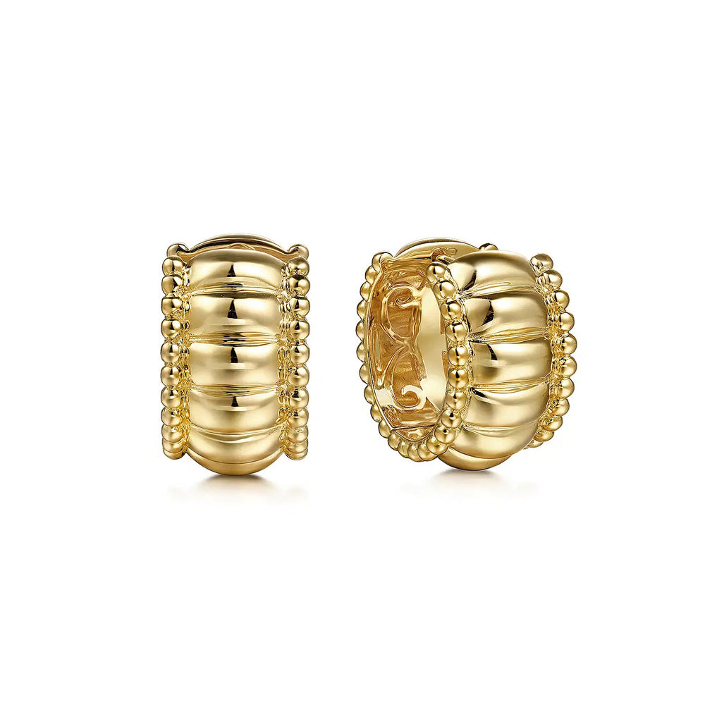 14K Yellow Plain Gold Bujukan Huggie Earrings