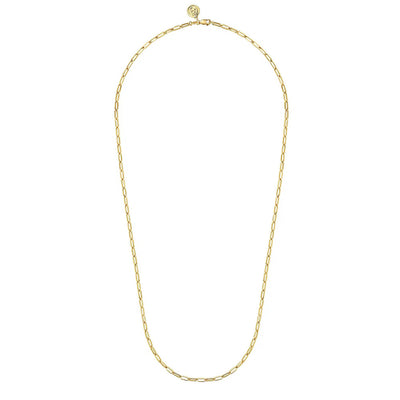 14K Yellow Gold Hollow Paper Clip Chain Necklace