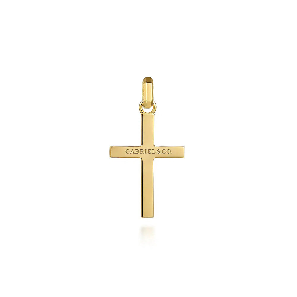 14K Yellow Gold Faceted Cross Pendant