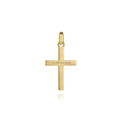 14K Yellow Gold Faceted Cross Pendant