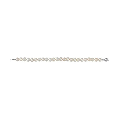 Sterling Silver 8-9 mm Cultured White Freshwater Pearl 7 3/4" Bracelet