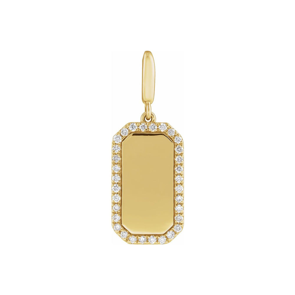 14K Yellow Gold Engravable 1/6 CTW Natural Diamond Dog Tag Charm/Pendant