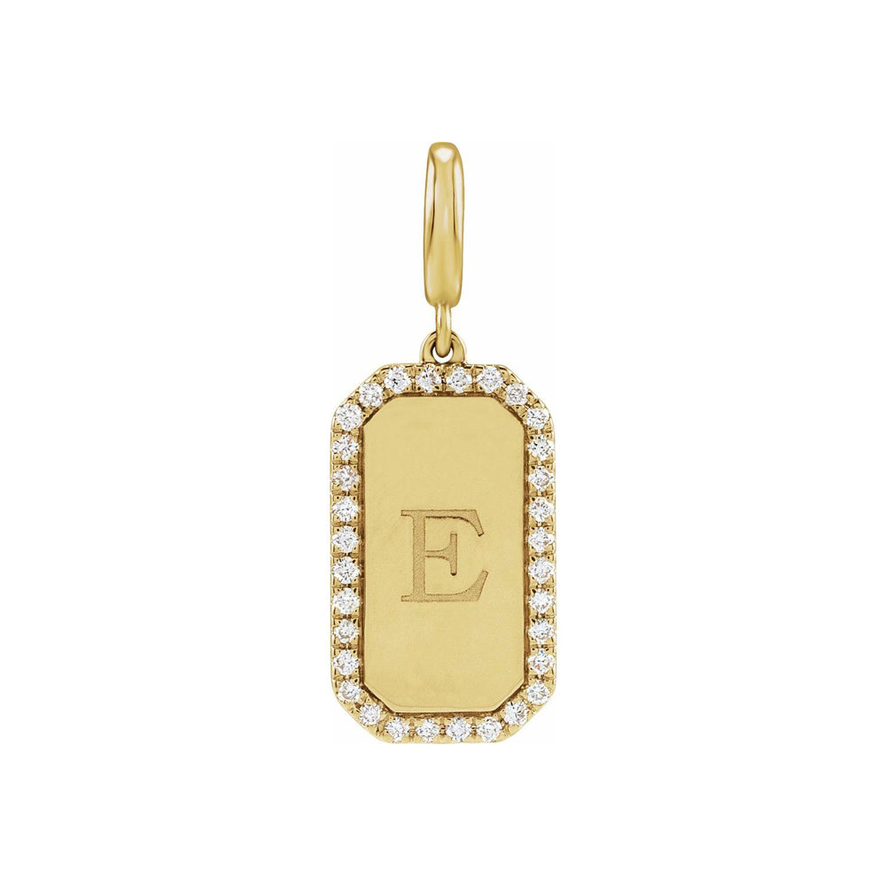 14K Yellow Gold Engravable 1/6 CTW Natural Diamond Dog Tag Charm/Pendant
