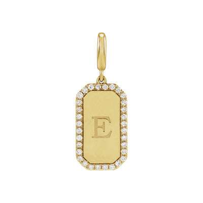 14K Yellow Gold Engravable 1/6 CTW Natural Diamond Dog Tag Charm/Pendant