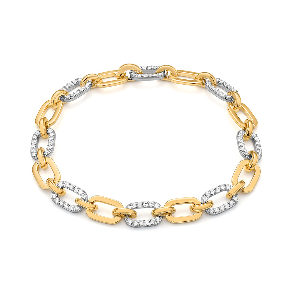 14k White & Yellow Gold Diamond Line Bracelet