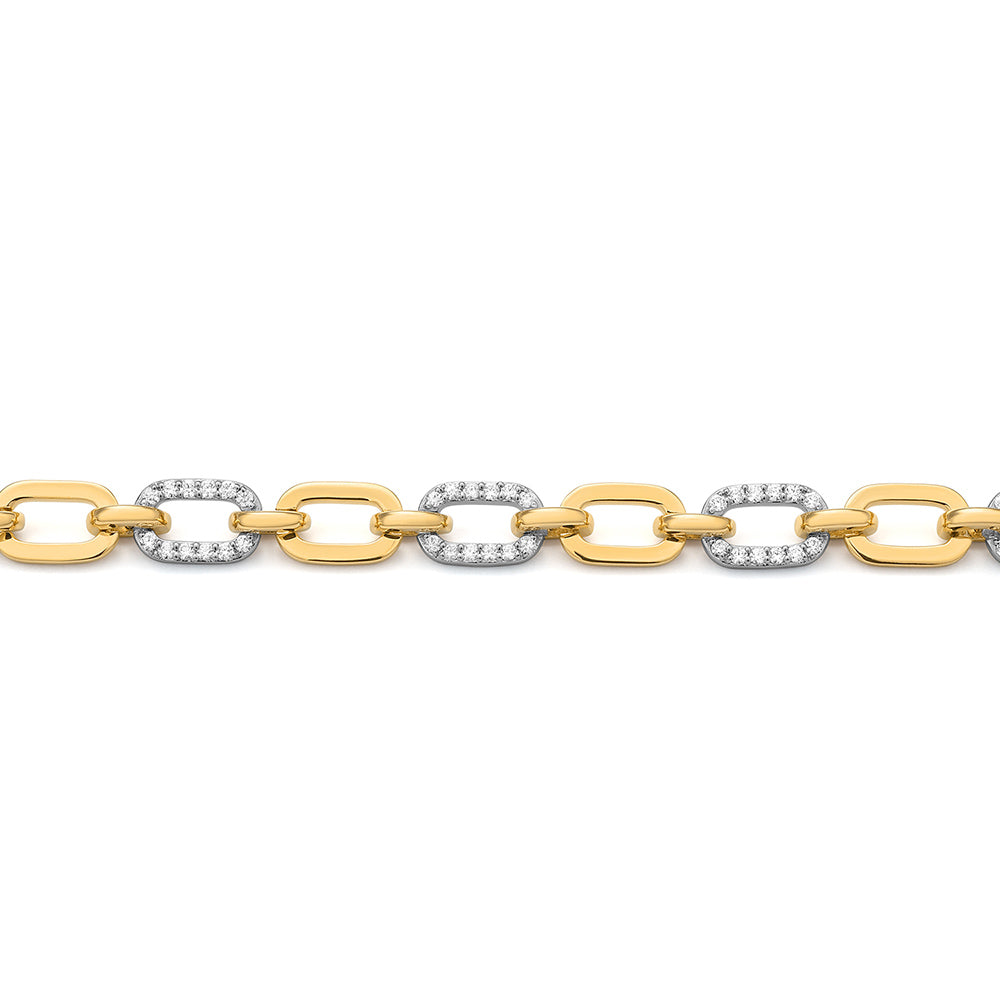 14k White & Yellow Gold Diamond Line Bracelet