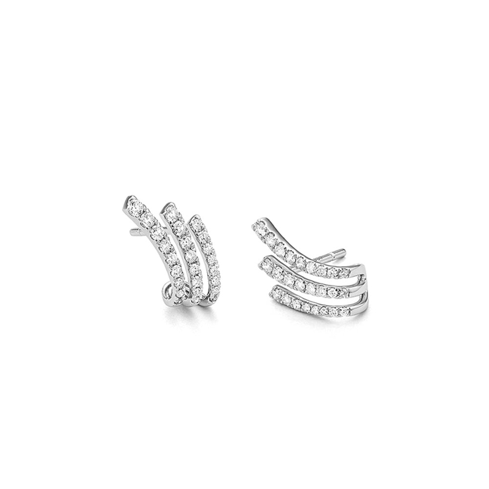 14k White Gold Diamond Line Earrings