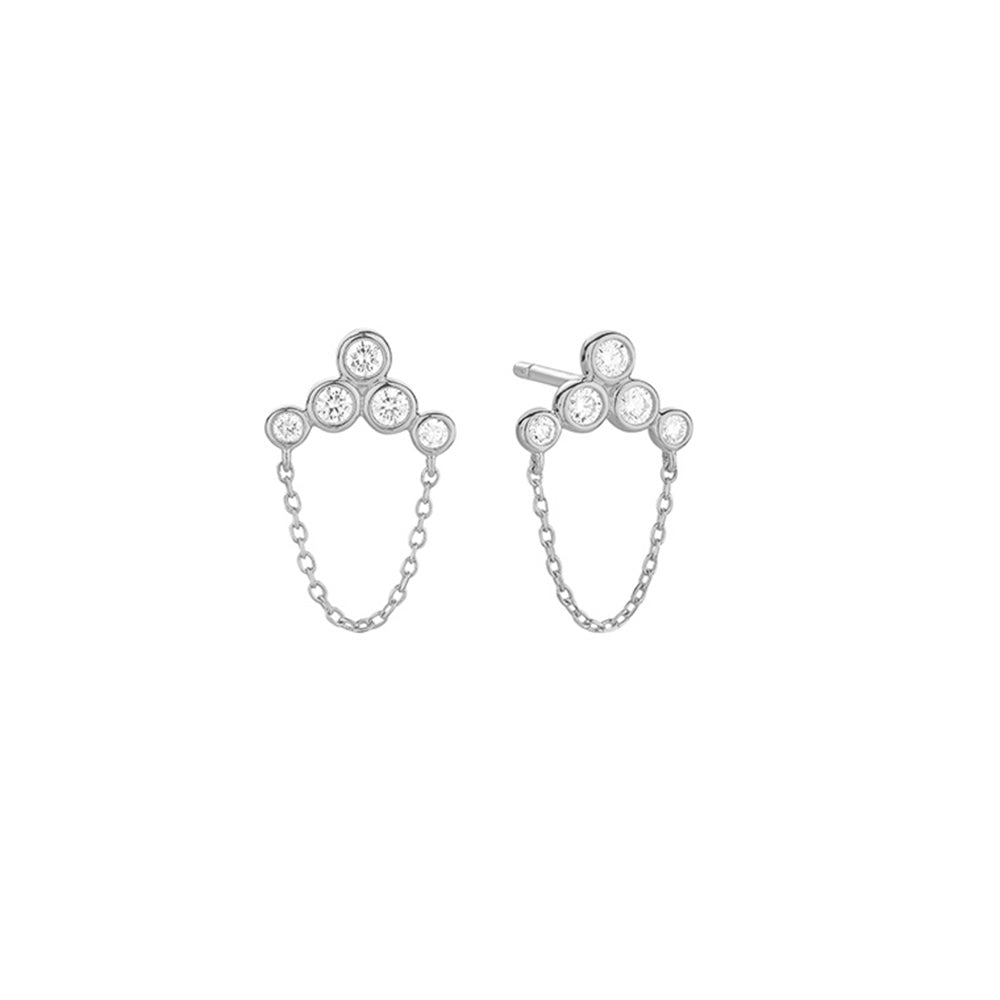 14k White Gold Diamond Opera Earrings