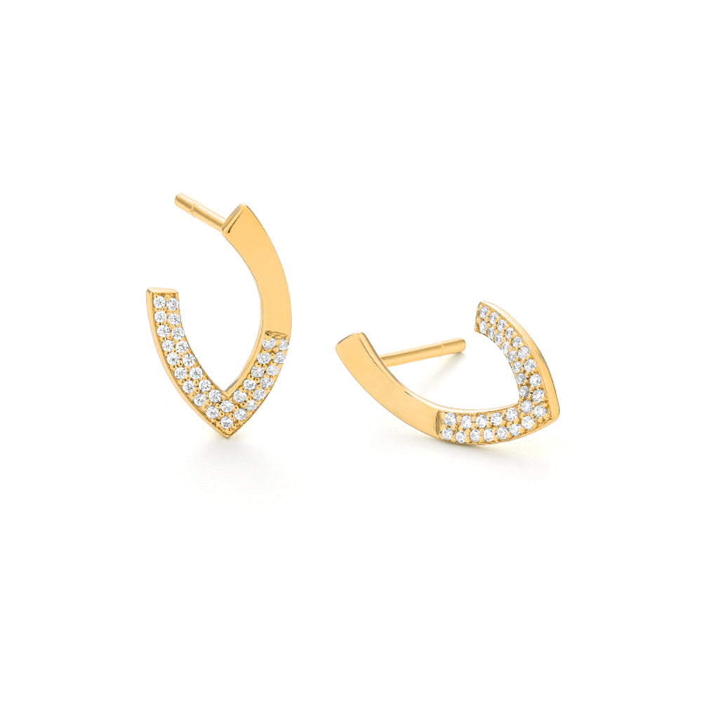 14k Yellow Gold Diamond Design Earrings