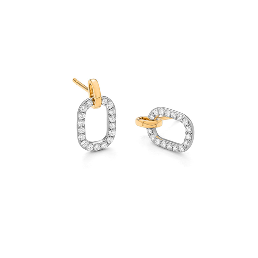 14k White & Yellow Gold Diamond Link Earrings