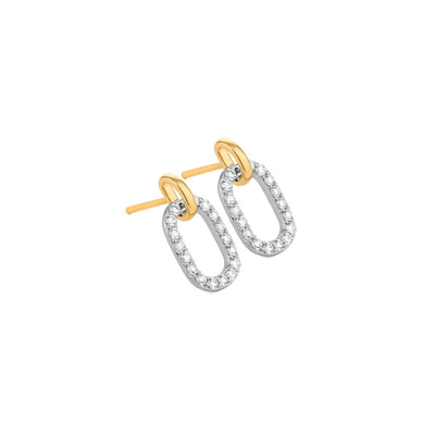 14k White & Yellow Gold Diamond Link Earrings