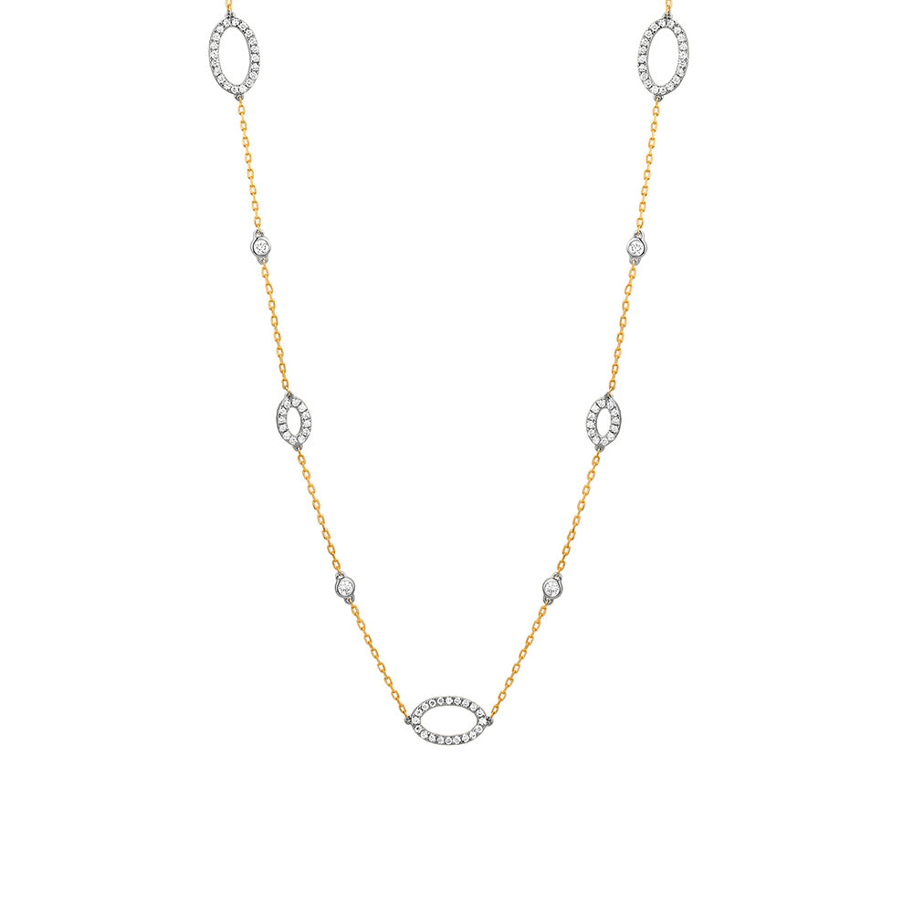 18'' 14k Yellow & White Gold Opera Diamond Necklace 1.65 CTW