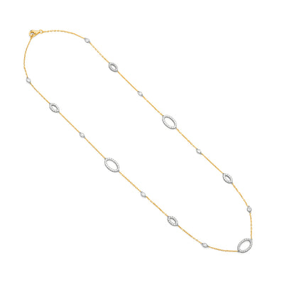 18'' 14k Yellow & White Gold Opera Diamond Necklace 1.65 CTW