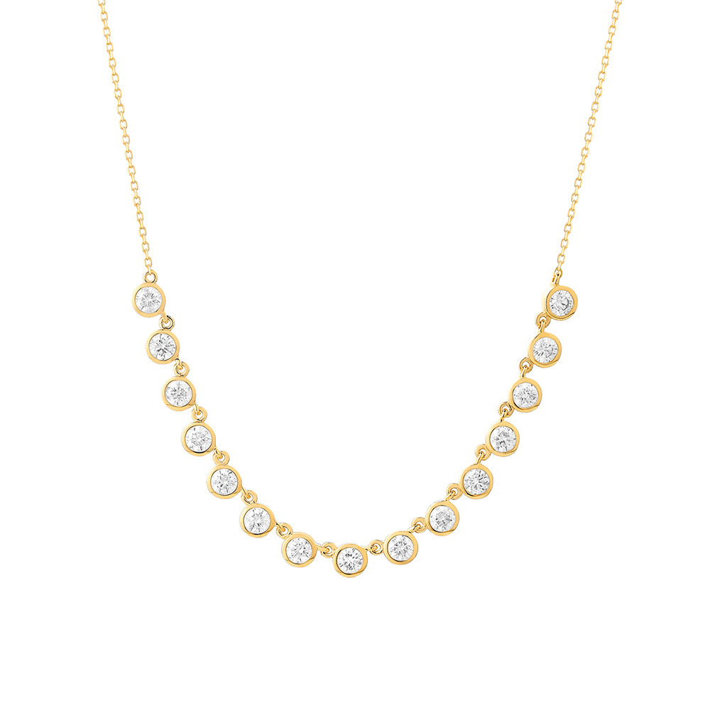 14K Yellow Gold Diamond Bezel Necklace 1.20 CTW
