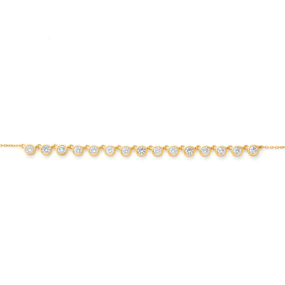 14K Yellow Gold Diamond Bezel Necklace 1.20 CTW