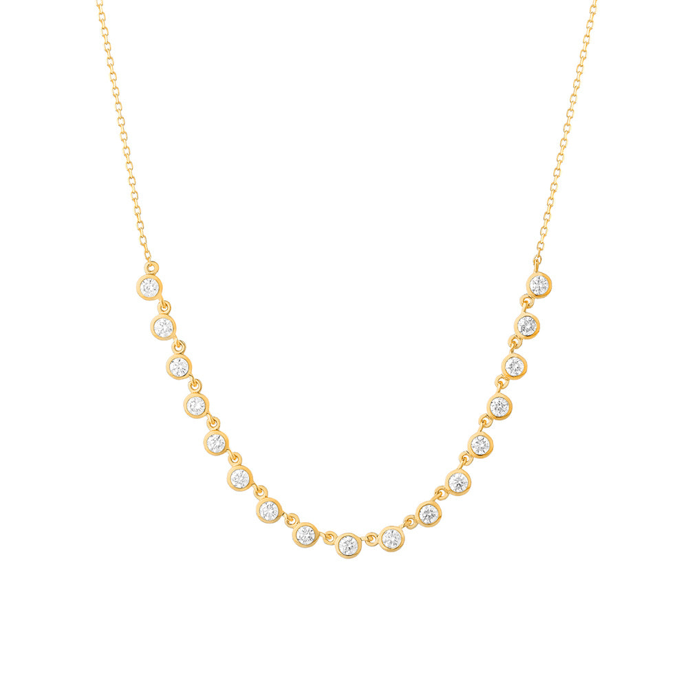 14K Yellow Gold Diamond Bezel Necklace .70 CTW