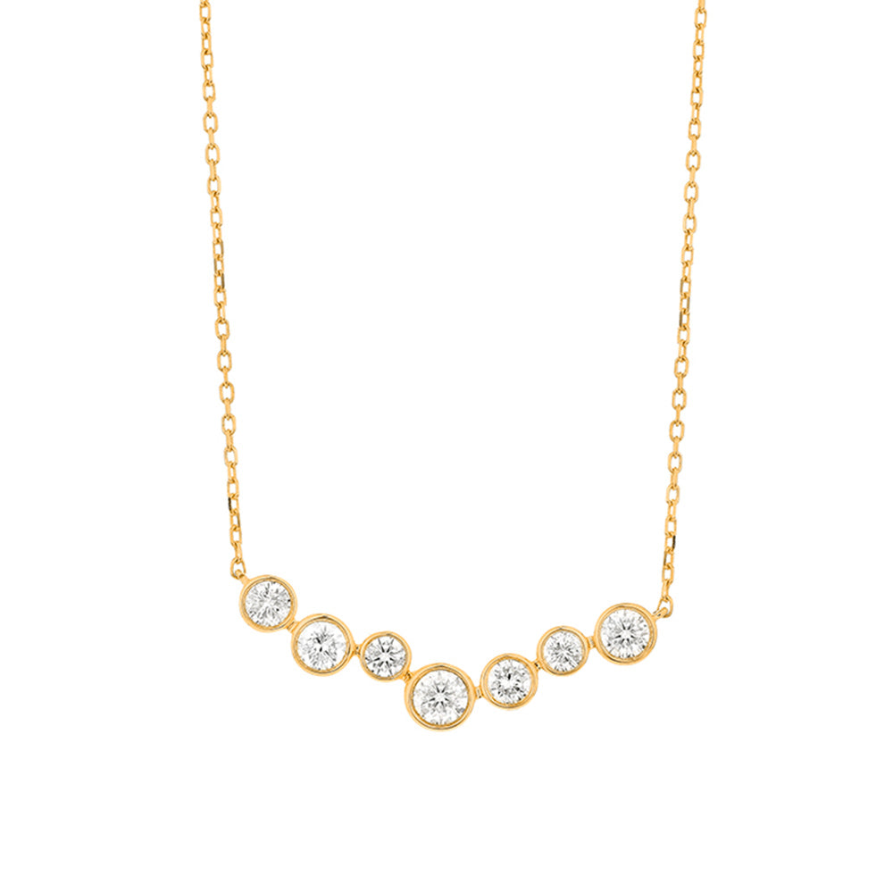 14K Yellow Gold Diamond Bezel Pendant Necklace