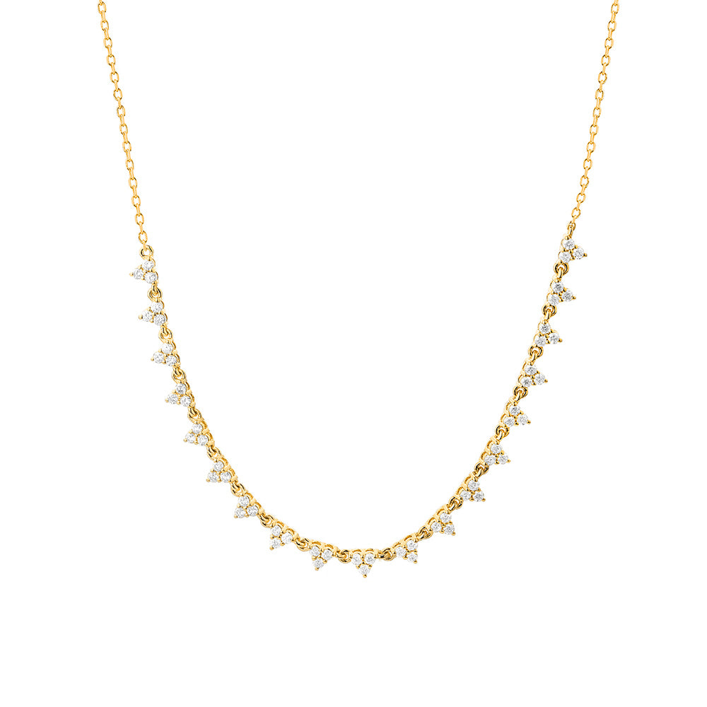 14k Yellow Gold Dangling Diamond Necklace