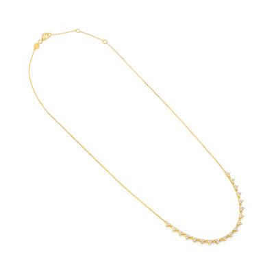 14k Yellow Gold Dangling Diamond Necklace