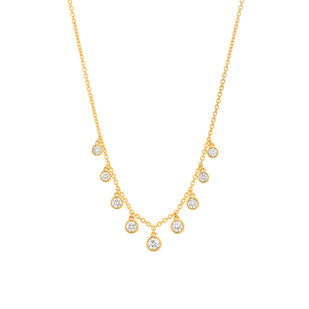 14K Yellow Gold Diamond Bezel Pendant Necklace