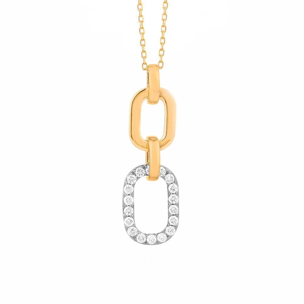 14k White & Yellow Gold Diamond Link Pendant