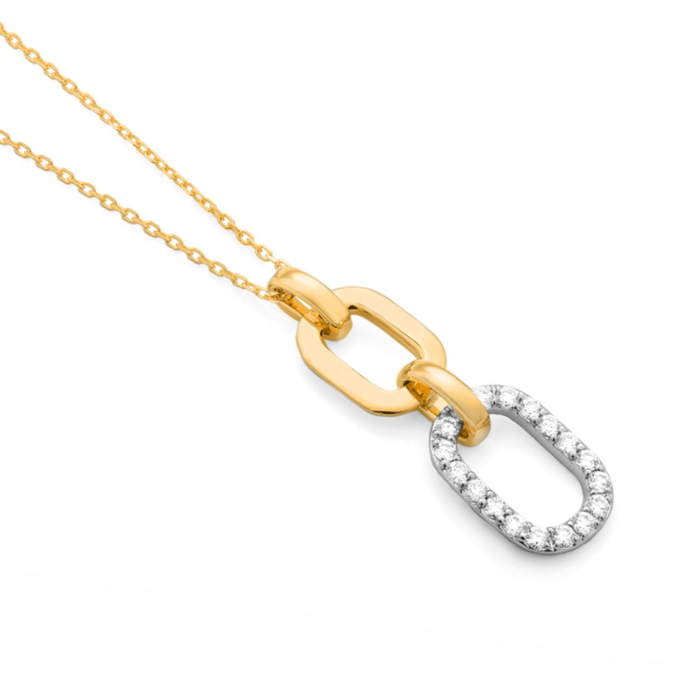 14k White & Yellow Gold Diamond Link Pendant