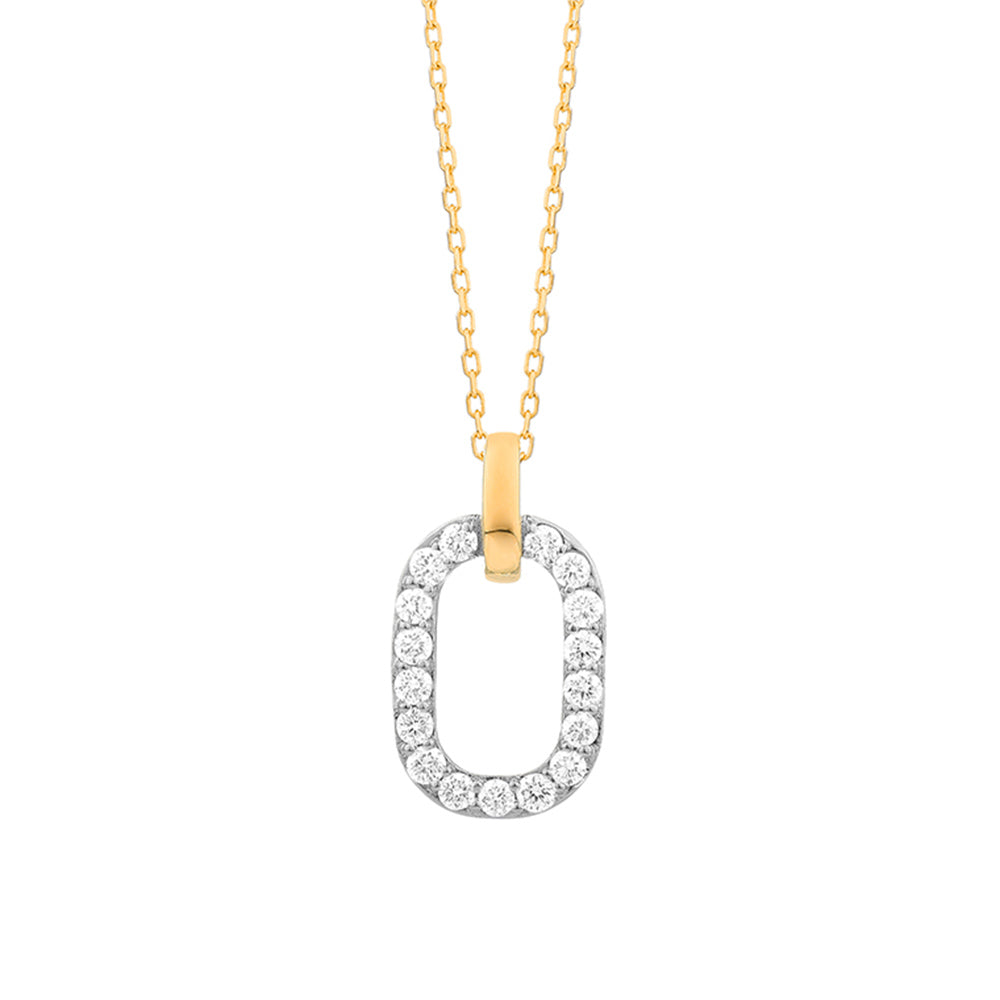 14k White & Yellow Gold Diamond Link Pendant