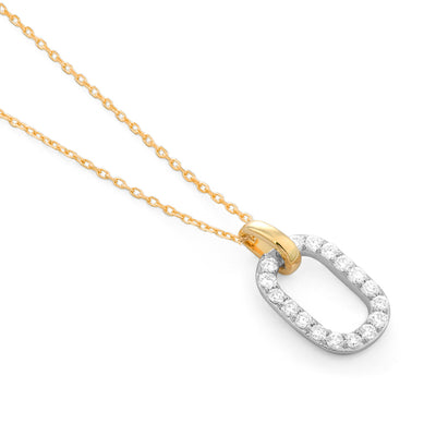 14k White & Yellow Gold Diamond Link Pendant