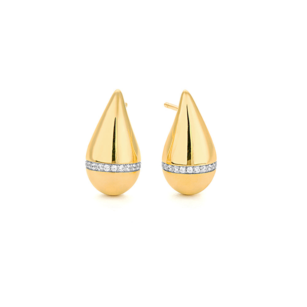 14k Yellow Gold Gota Design Diamond Earrings