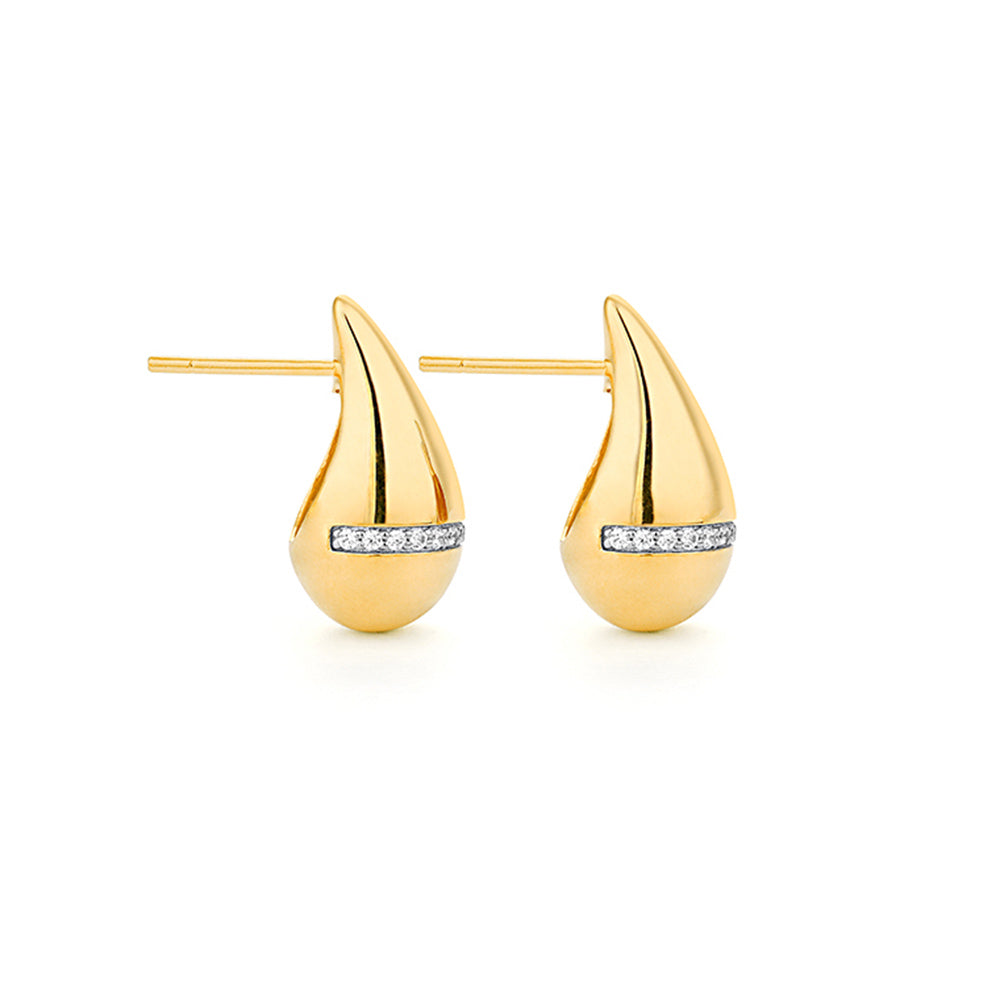 14k Yellow Gold Gota Design Diamond Earrings
