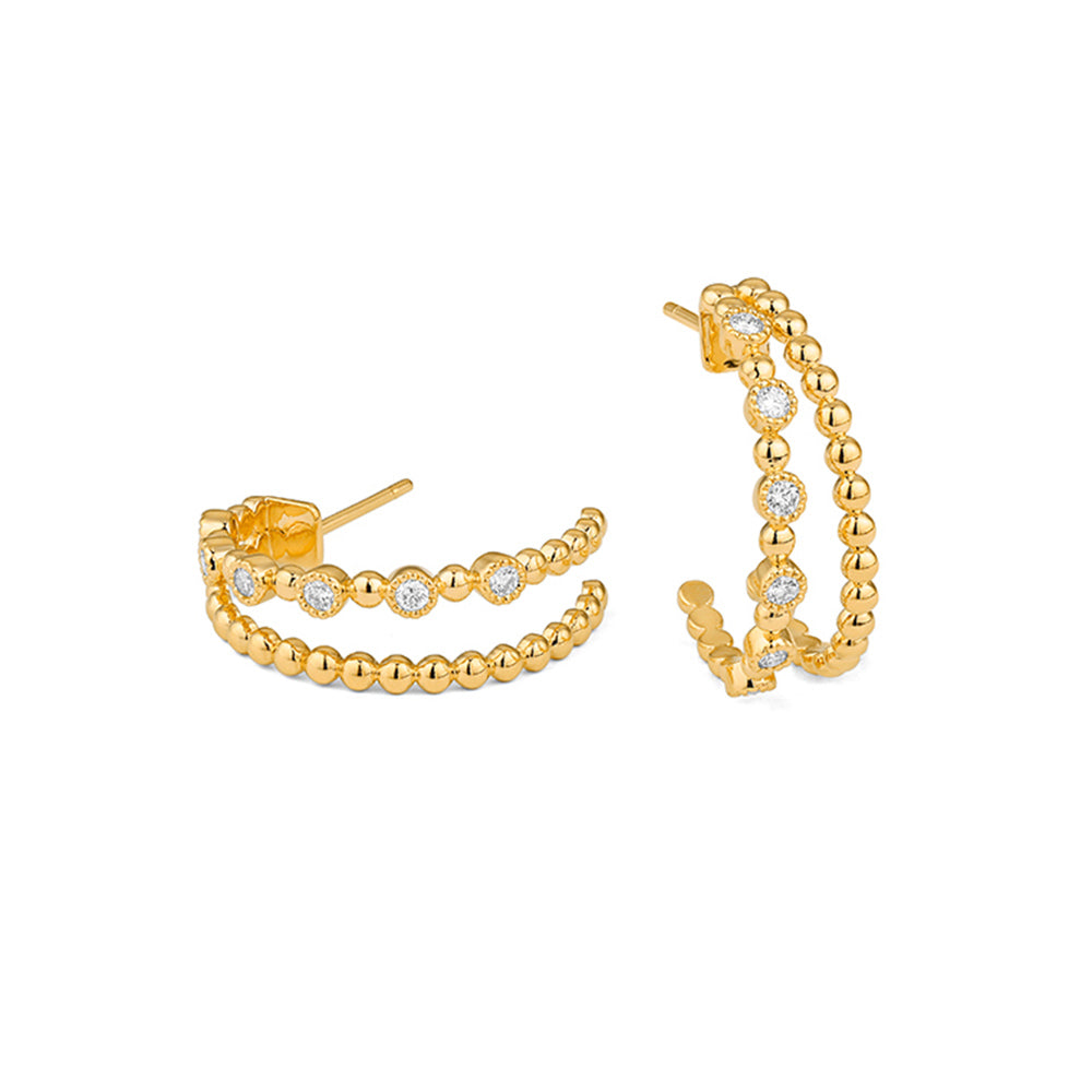 14k Yellow Gold Diamond Dot Earrings
