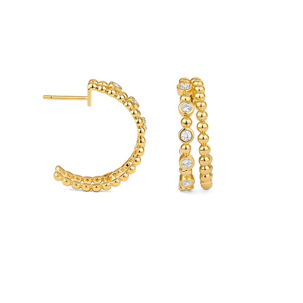 14k Yellow Gold Diamond Dot Earrings
