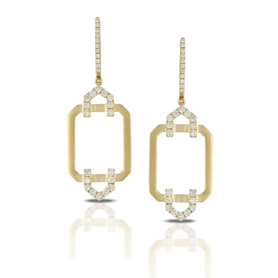 Deco Diamond - 18k Yellow Gold Diamond Earring With Satin Finish