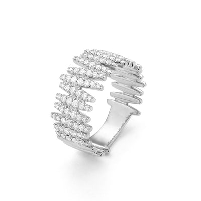 14k White Gold Diamond Design Line Ring
