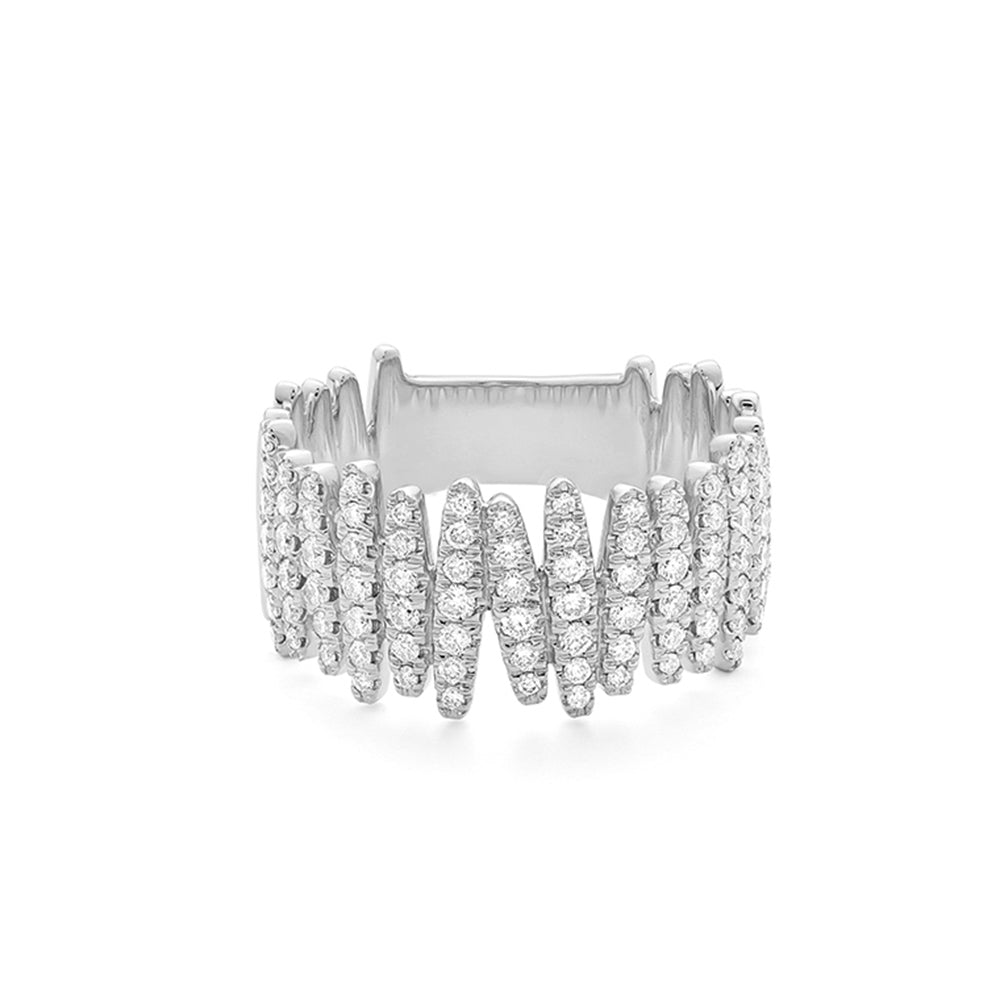 14k White Gold Diamond Design Line Ring