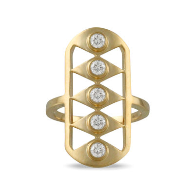 Deco Diamond - 18k Yellow Gold Diamond Ring In Satin Finish