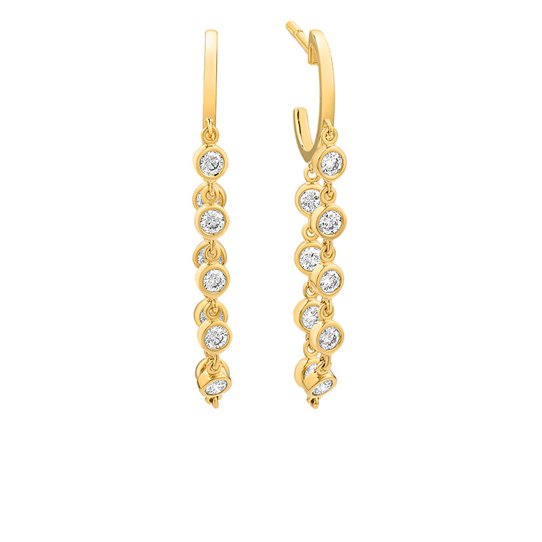 14k Yellow Gold Diamond Opera Diamond Earrings