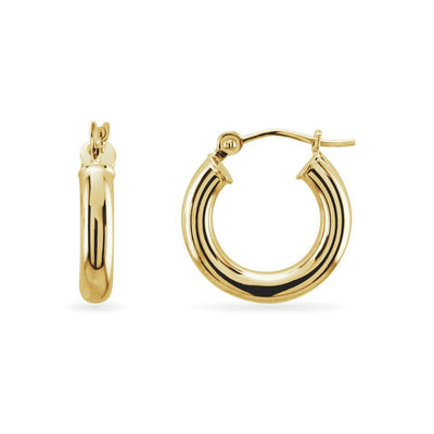 The Avery - 14K Yellow Gold Tube Hoop 15mm Earrings