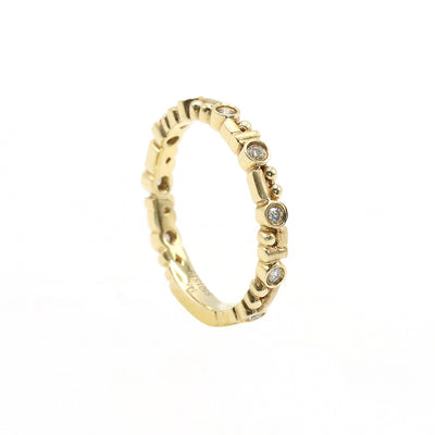 14K Yellow Gold Round Brilliant Cut Diamond Band