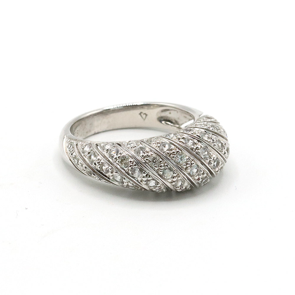 Sterling Silver White Sapphire Angle Domed Ring