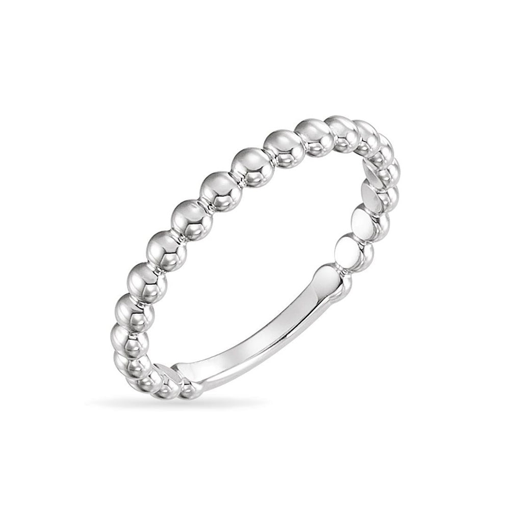 The Ava - 14K White Gold Stackable Bead Ring