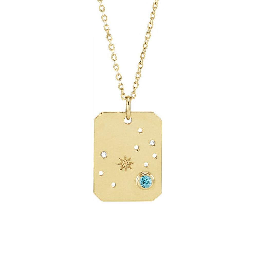 The Ellie - 14K Yellow Gold Natural Gemstone Zodiac Constellation Necklace