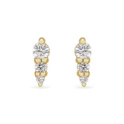 The Olivia - 14K Yellow Gold Natural Diamond Three-Stone Graduated Bar Earrings