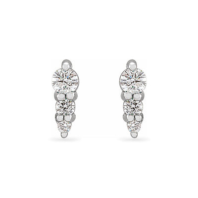 The Olivia - 14K White Gold Natural Diamond Three-Stone Graduated Bar Earrings