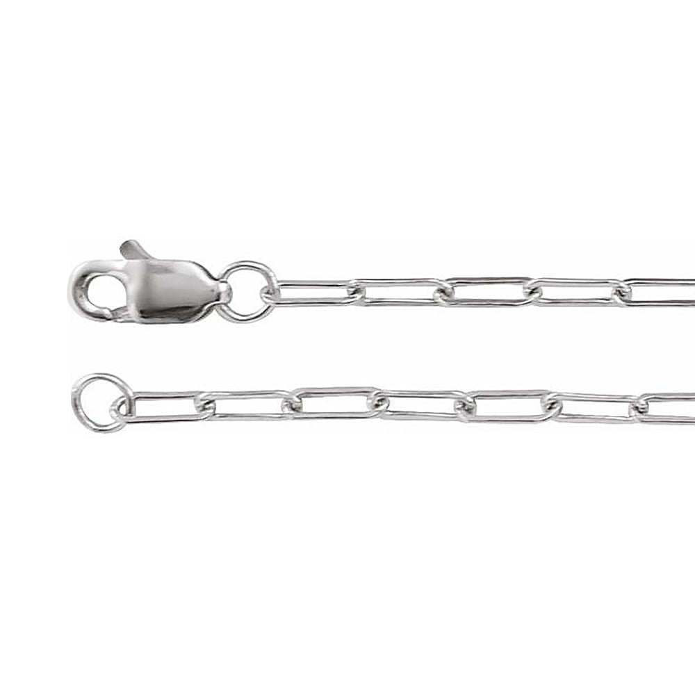 The Charlotte - 14K White Gold Elongated Paper Clip Link Chain